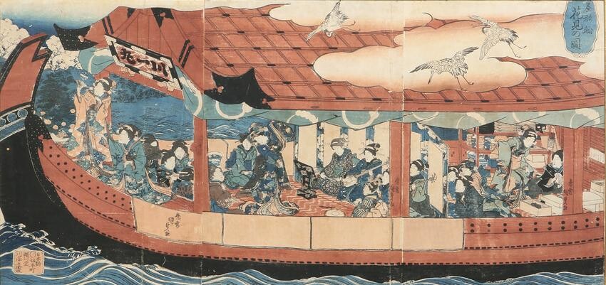 Utagawa Kunisada, Flower Viewing from a Boat