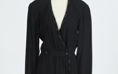 VALENTINO MISS V BLACK WOOL COCKTAIL DRESS, Size 6/40. With...