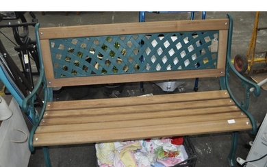 VERY CLEAN CAST IRON GARDEN BENCH WITH TREATED NEW SLATS