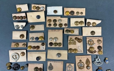 VINTAGE BRITISH MILITARY BUTTON AND BADGE LOT