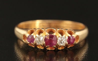 Victorian 18K Diamond and Ruby Ring