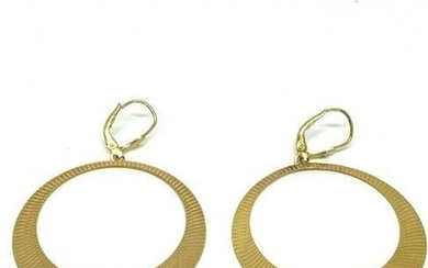 Vintage 14K yellow Gold Hoop Round Drop Earrings