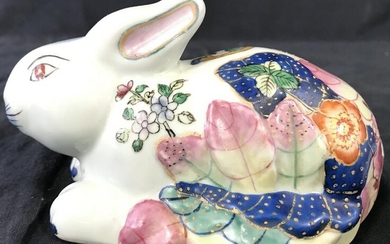 Vintage Asian Hand Painted Porcelain Rabbit Figure