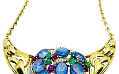 Vintage Gemstone Necklace 18k Gold