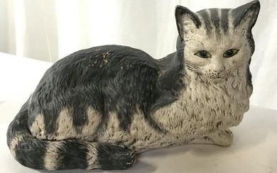 Vintage Hand Painted Earthenware Cat Figural