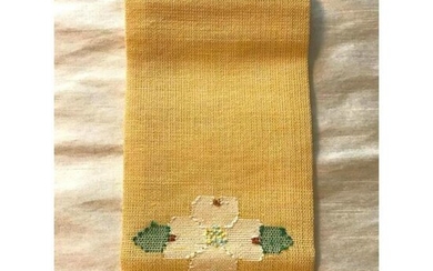 Vintage Handmade Linen Dogwood Tea Towel