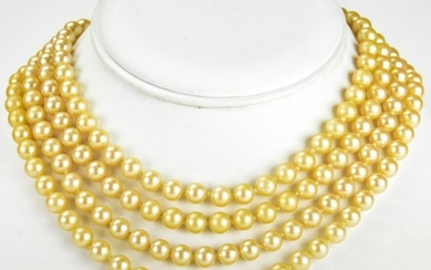Vintage Miriam Haskell Long Necklace w Faux Pearls