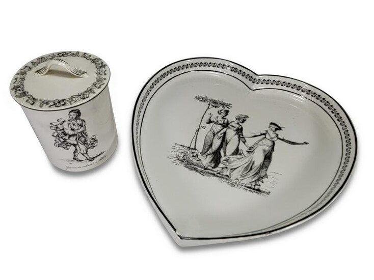 Vintage Mottahedeh design, Italy jar & heart shape tray