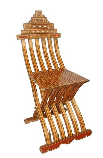 Vintage highly inlaid Morocco style folding chair