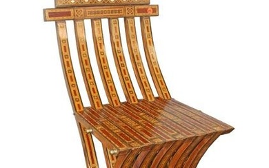 Vintage highly inlaid Morocco style folding chair