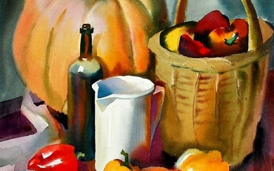 Watercolor painting Still life with pumpkin Egor Ktpatunov