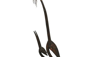 West African Carved Wood Metal Mounted Chiwara Antelope