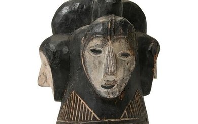 West African Carved Wood Painted Headdress.