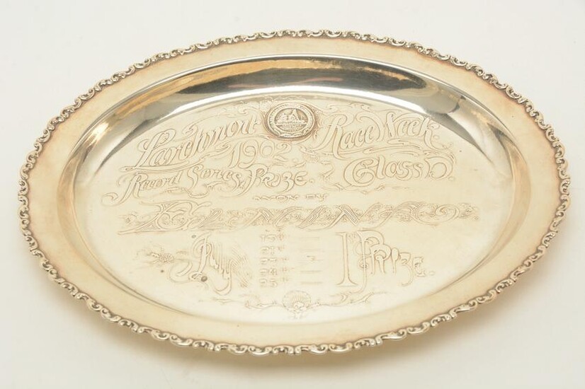 Whiting sterling silver oval trophy with acid edge