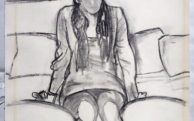 Willem de Kooning, attributed: The Sitting Girl. Charcoal on Heavy Laid Paper, 18"x24".