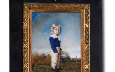 Y JOHN HAZLITT (BRITISH 1767-1837), A PORTRAIT OF MASTER DOUGLAS IN A BLUE JACKET