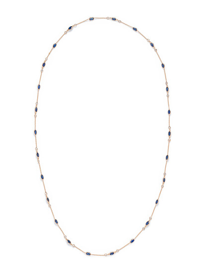 YELLOW GOLD, SAPPHIRE AND DIAMOND NECKLACE