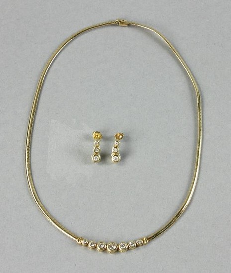 Yellow Gold and Diamond Necklace, Pair Matching