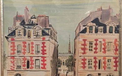 Yves BRAYER (1907-1990) Rue animée Reproduction 34 x 31,5 cm...