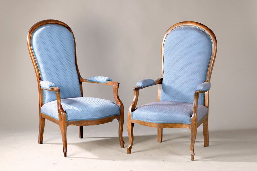couple of Voltaire-chairs, France, around 1870, beech massive,...