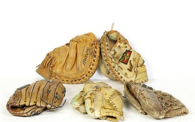 (lot of 5) Leather baseball gloves