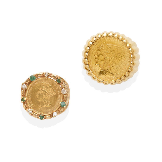 two gold coin rings