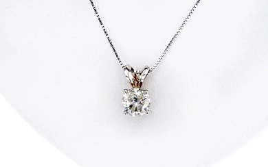 0.81 Ct Round Diamond Pendant - 14 kt. White gold - Necklace with pendant Diamond - No Reserve