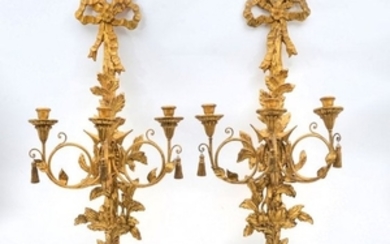 PAIR OF CARVED & GILT ITALIAN SCONCES