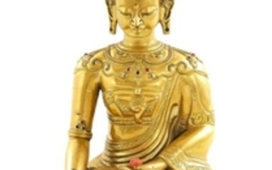 Sino-Tibetan gilt-bronze figure of Buddha