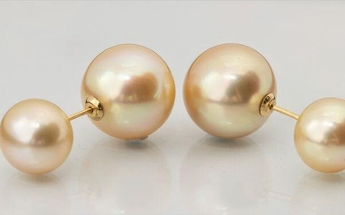 10x13mm Round Golden South Sea Pearls - 18 kt. Yellow