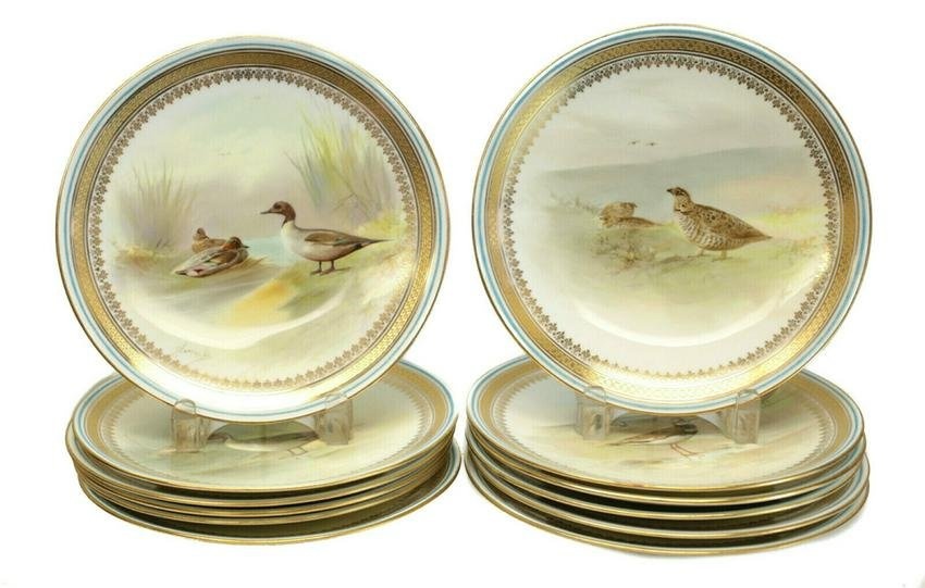 12 Royal Doulton Bird Cabinet Plates, Signed Hancock