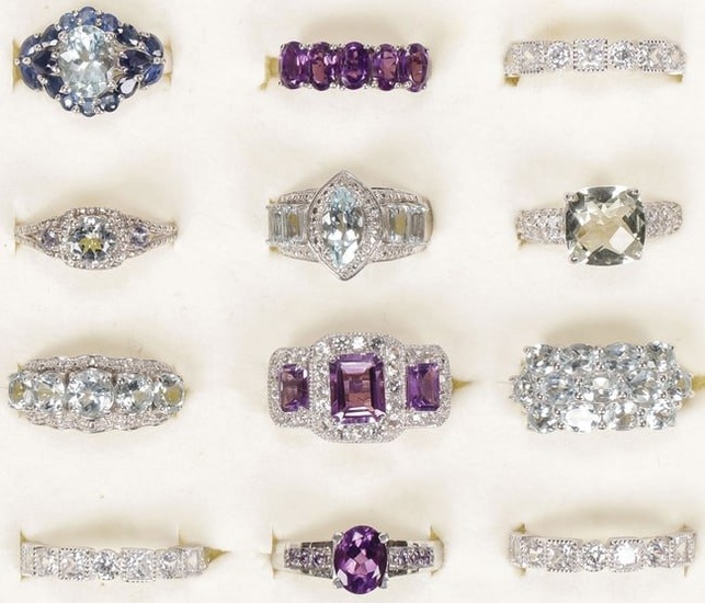 12 STERLING WOMAN'S FASHION RINGS