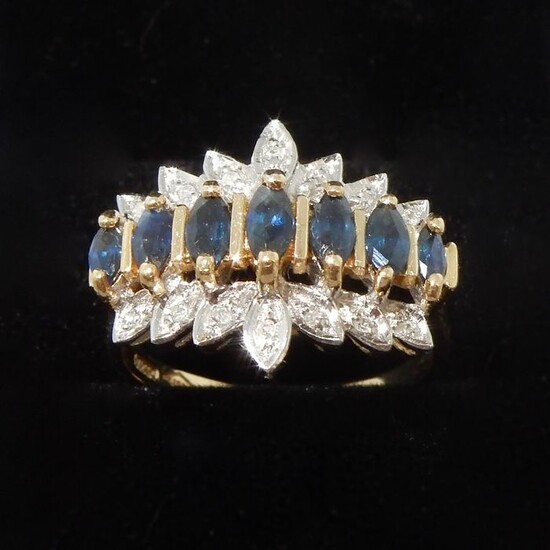 14 kt. Gold, Yellow gold - Ring Sapphire - Diamonds, Sapphires