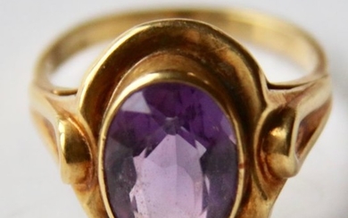 14 kt. Yellow gold - Vintage ring - 2.62 ct Amethyst