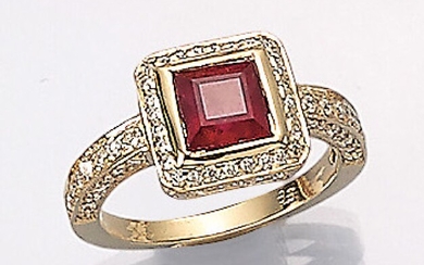 14 kt gold ring with ruby and...
