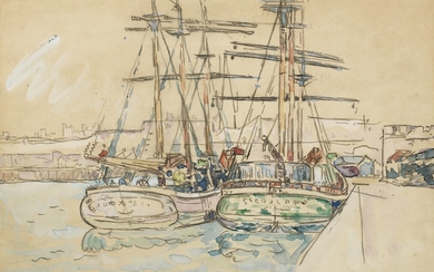Paul Signac (1863-1935), Saint-Malo, Voiliers à quai