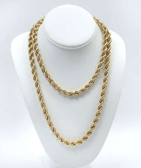 14K 40'' 8MM WIDE HOLLOW ROPE CHAIN