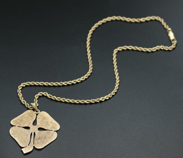 14K YG Four Leaf Clover Necklace