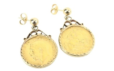 14K Yellow Gold Earrings with 1912 and 1918 Coins