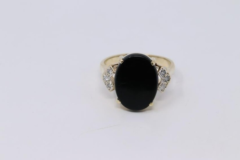 14KT Vintage Diamond/Onyx Ring