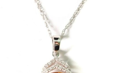 14k WG 5.45ct Citrine & Diamond Pendant Necklace