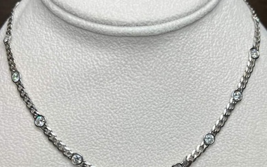 14k White Gold Cuban Link Diamond by the Yard Necklace