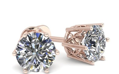 1.50 ctw VS/SI Diamond Stud Art Deco Earrings 14k Rose Gold