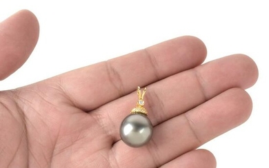 15mm Pearl, Diamond and 14K Pendant