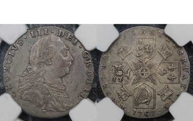 1787 Sixpence, NGC AU55, no semée of hearts, George III. Som...