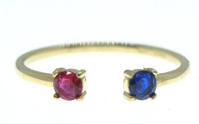 18 KT Yellow solid gold ring set with Ruby and...