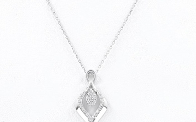 18 kt. White gold - Necklace with pendant - 0.18 ct Diamond