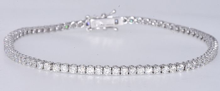 18 kt. White gold - Tennis Bracelet - 3.19 ct Diamond