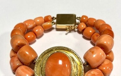 18 kt. Yellow gold - Bracelet Sicilian Sciacca coral