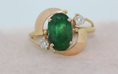 18 kt. Yellow gold - Ring - 3.00 ct Emerald - Diamond